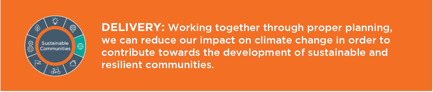 Working together through proper planning we can reduce our impact on climate change in order to contribute towards the development of sustainable and resilient communities.
